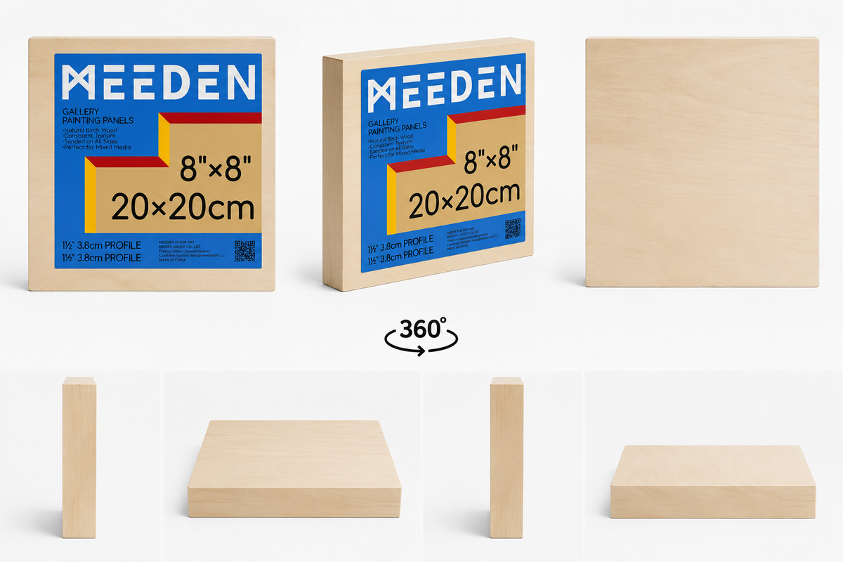 Panel de madera para pintura MEEDEN de 8×8” (20×20 cm) - paquete de 4 unidades