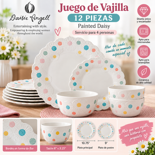 Juego de vajilla DARBIE ANGELL de 12 piezas – Servicio para 4 personas