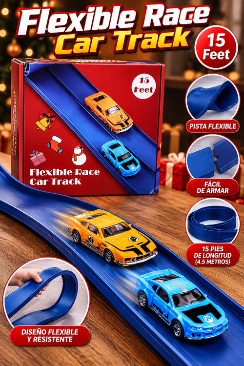 Pista de Carreras Flexible para Carritos – 15 Pies (4,57 Metros) | Flexible Race Car Track-NARANJA