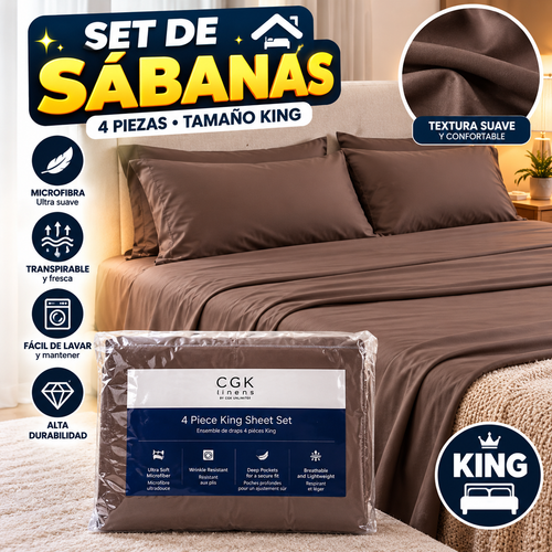 Set de Sábanas King de Microfibra – 4 Piezas