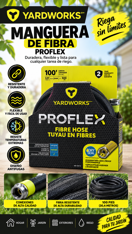 Manguera de jardín Yardworks PROFlex de 100 pies con cubierta de fibra