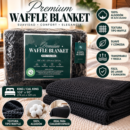 Premium Waffle Blanket King / Cal King – Manta 100% Algodón Suave y Transpirable