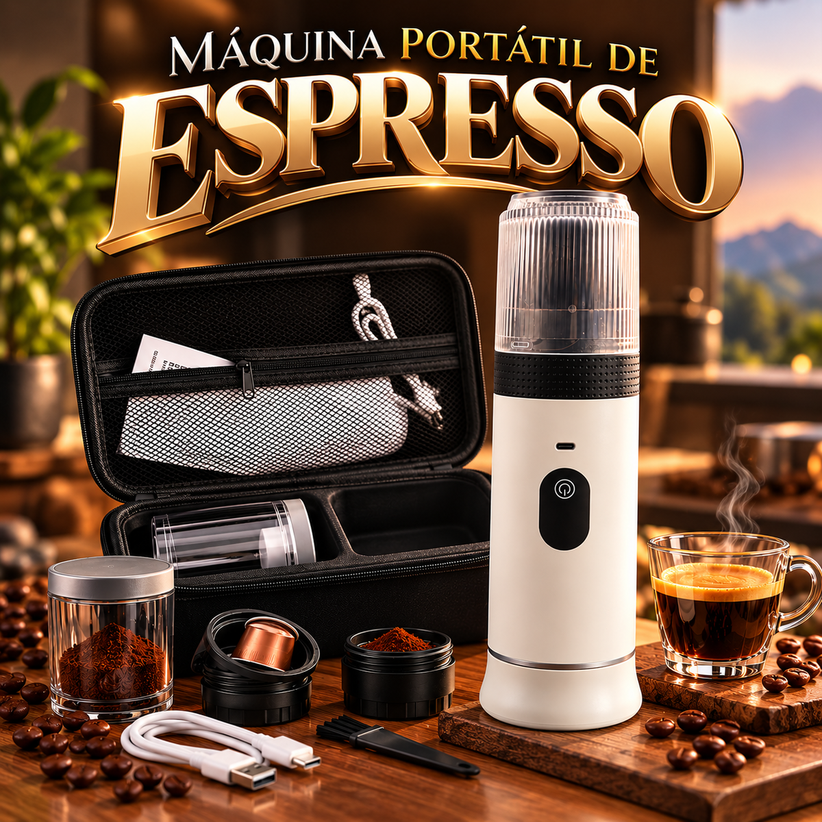 Máquina Portátil de Espresso – Blanca