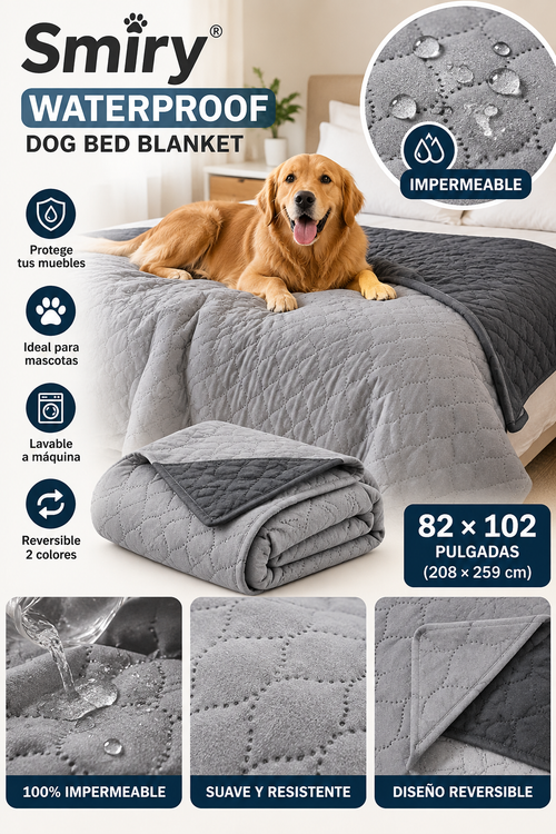 Manta Impermeable Smiry para Mascotas – Reversible 82" x 102"