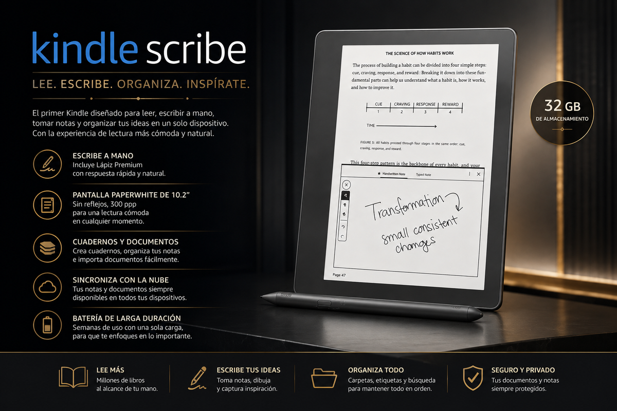 Lector Digital y Cuaderno Inteligente - Amazon Kindle Scribe 32 GB con Lápiz Premium