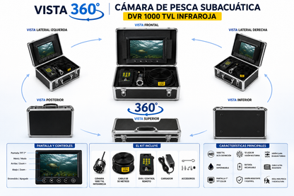Cámara de pesca submarina DVR 1000 TVL con visión nocturna infrarroja
