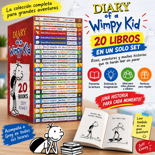 Colección completa de Diario de Greg – Set de 24 libros de Jeff Kinney