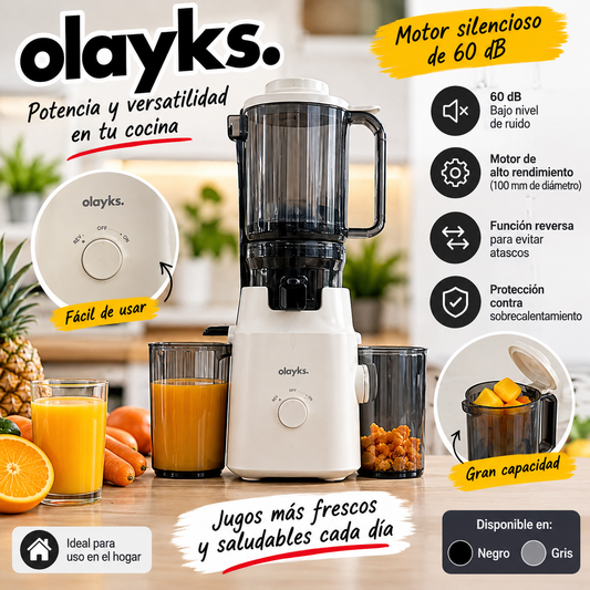 Extractor de jugos de prensa en frío Olayks – Modelo OLK-LJ02, motor silencioso