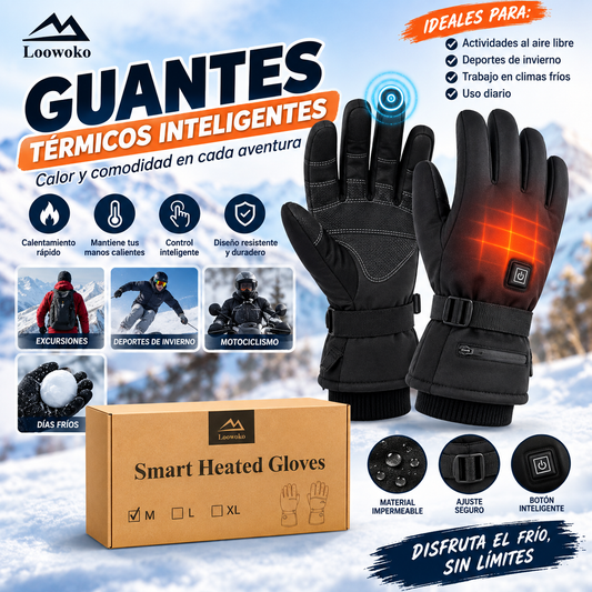 Guantes Inteligentes Calefactables Loowoko Recargables – Impermeables para Frío y Deportes de Invierno