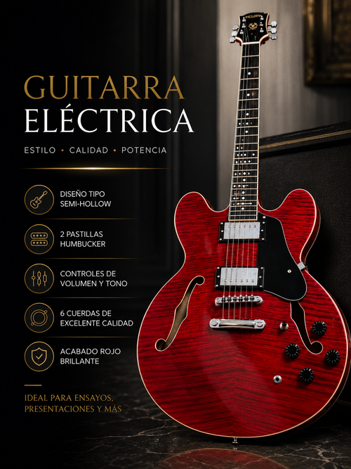 Guitarra eléctrica semi-hollow roja – 2 humbuckers