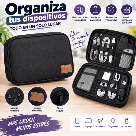Organizador de Accesorios Electrónicos para Viaje – Estuche Multifuncional Negro