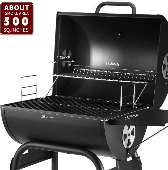 Parrilla de Carbón DNKMOR Tipo Barril con Mesa Lateral – BBQ para Exterior
