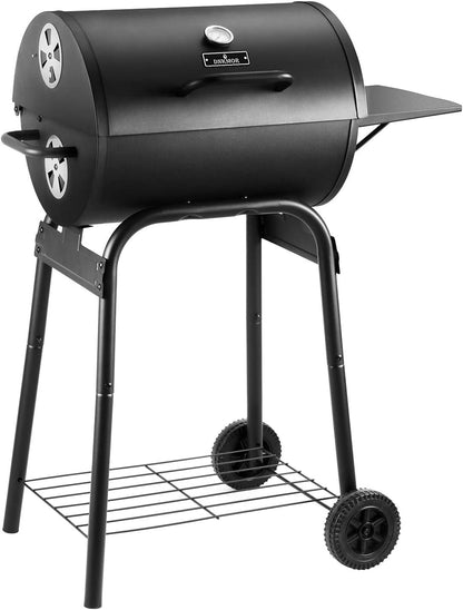 Parrilla de Carbón DNKMOR Tipo Barril con Mesa Lateral – BBQ para Exterior