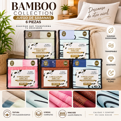 SET DE SÁBANAS KING SIZE DE 6 PIEZAS – BAMBOO COLLECTION
