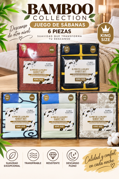 SET DE SÁBANAS KING SIZE DE 6 PIEZAS – BAMBOO COLLECTION