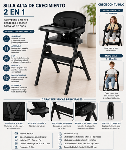 Silla alta evolutiva 2 en 1