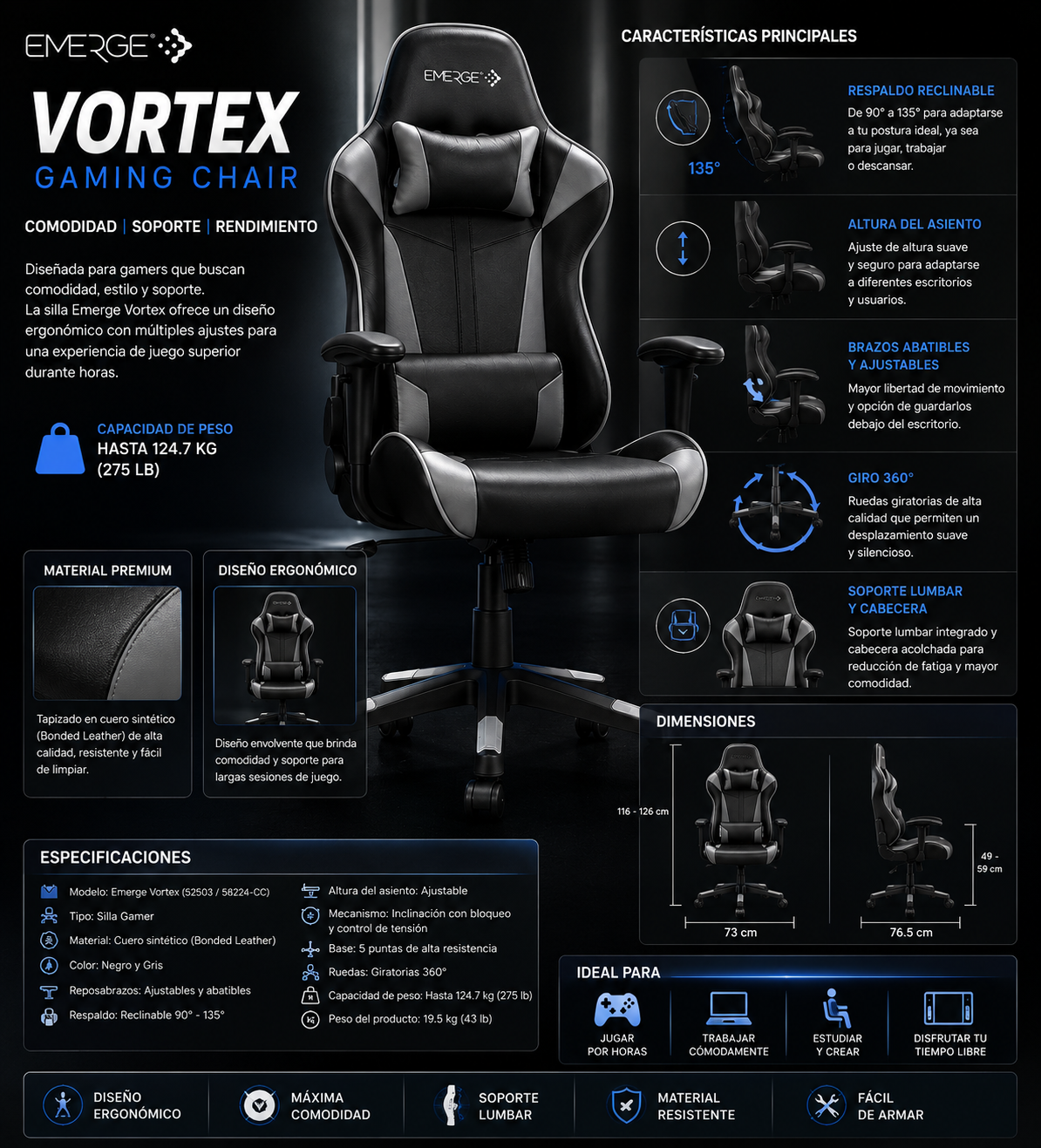 Silla Gamer Emerge Vortex