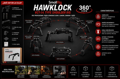 SmallRig HawkLock VCT-14 Soporte de hombro profesional para cámara