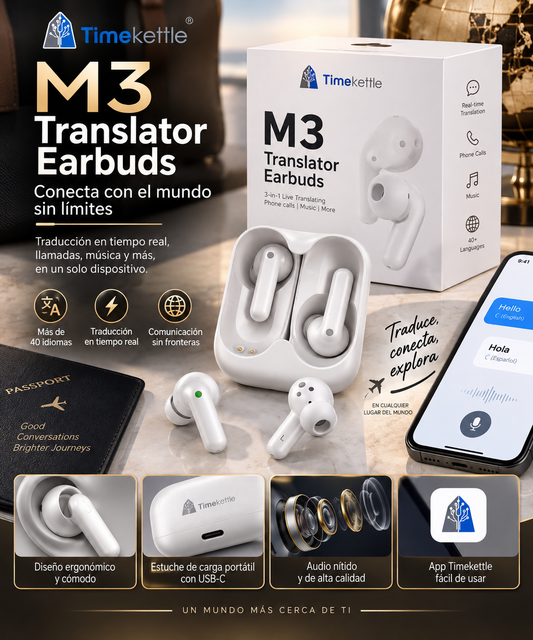 Timekettle M3 Translator Earbuds – Audífonos Traductores 3 en 1