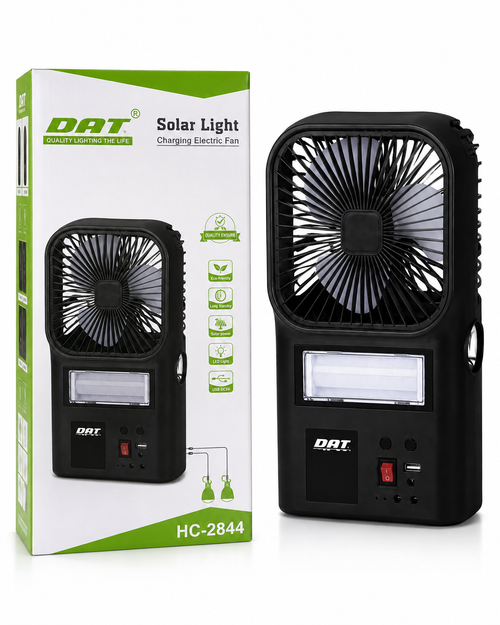 Ventilador Recargable Solar con Luz LED DAT Verde Oscuro