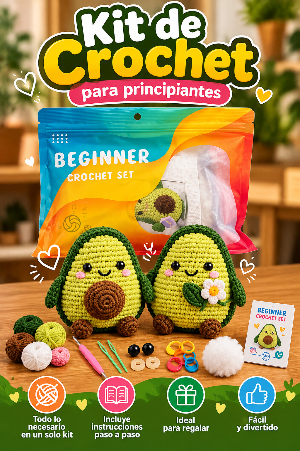 Kit de Crochet para Principiantes – Aguacates Amigurumi | Set de Tejido DIY