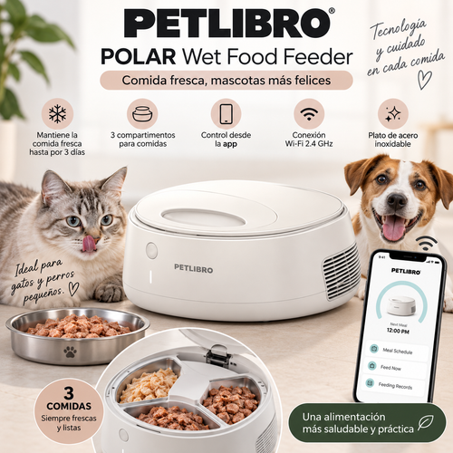 PETLIBRO Polar – Comedero automático inteligente refrigerado para comida húmeda con plato de acero inoxidable