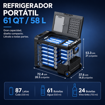 Refrigerador y congelador portátil BODEGA QZW58 de 58 L