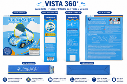 Flotador inflable infantil con toldo y volante SwimBoBo