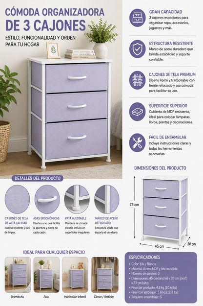 Mueble De 3 Cajones SORBUS