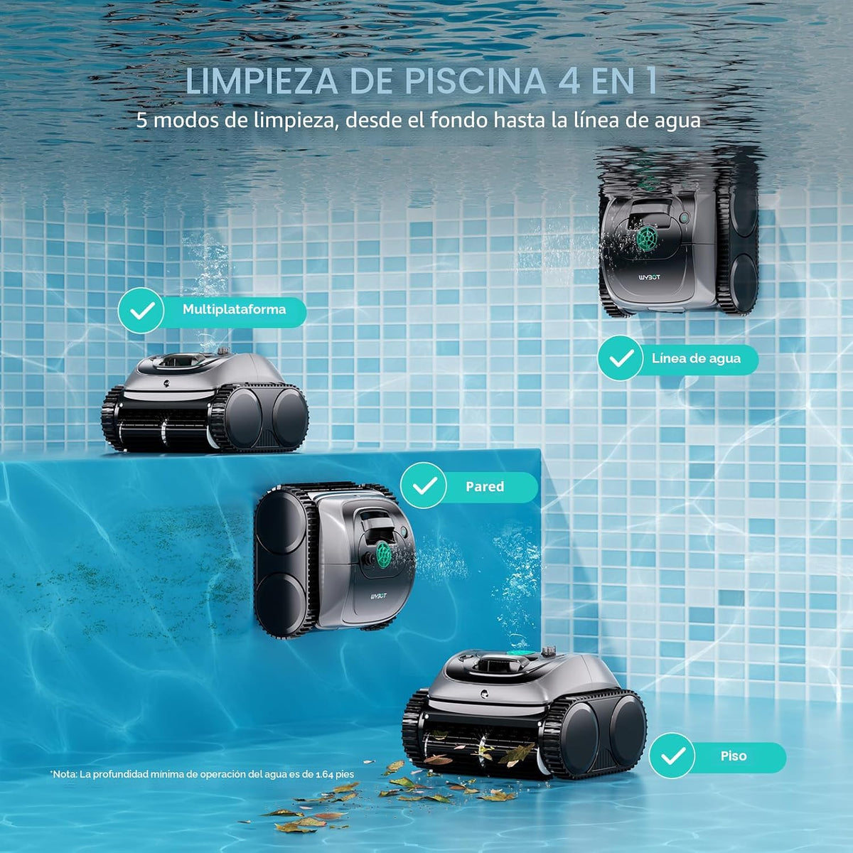 Robot Limpia Piscinas Inalámbrico WYBOT C1