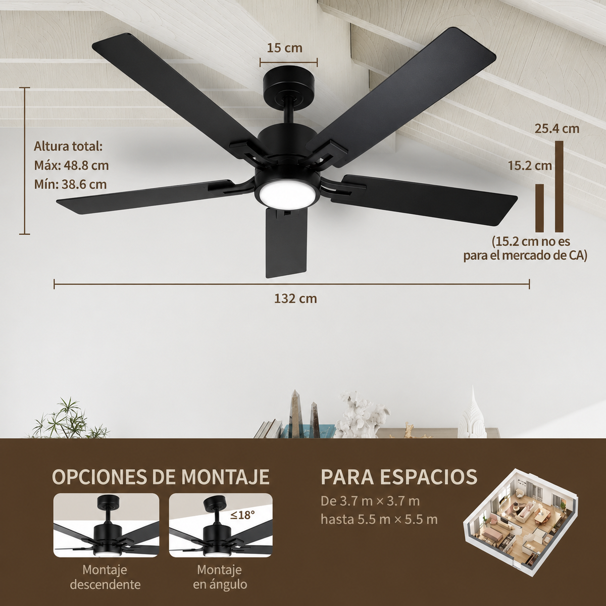 Ventilador De Techo VAGIZM De 52in
